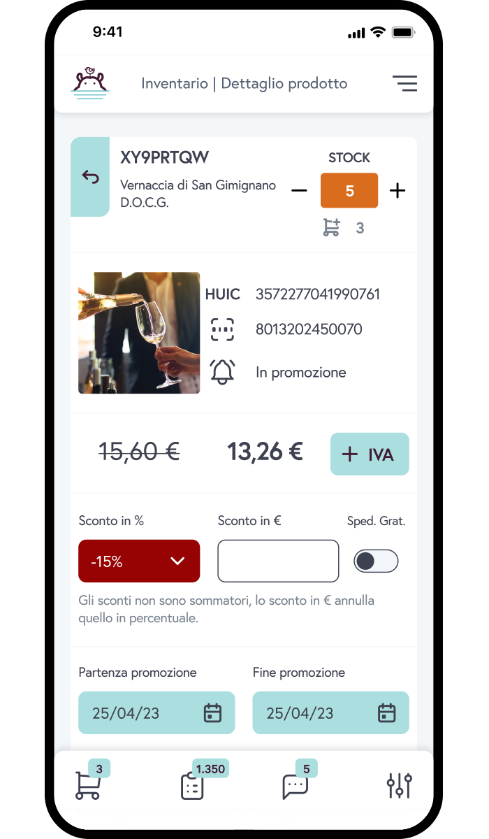 HIppoFlow - inventario dettaglio Un dettaglio della sezione Inventario di HippoFlow (l'App di HippoPlace)